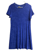 CITIKNITS Short Sleeve A-Line Royal blue Dress 12 Travel Knit NWOT