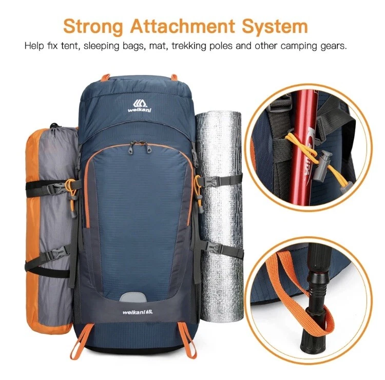 65L Rucksack für Männer Wandern Camping Wasserdicht Outdoor Reise Trekking Damen - Bild 4 von 4
