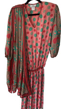 1988 Judi Michael Seasons Pleated Polka Dot Dress Shoulder Scarf Size Medium