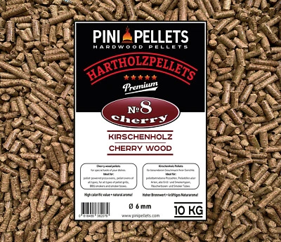 PINI Grillpellets № 8 Kirsche 10 kg BBQ Hartholzpellets Grillen Räuchern Smoken