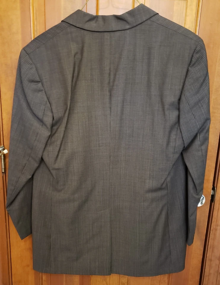 NEW Vintage French Connection 2-Pc Black Pinstripe Suit Sz 40 Jacket, Sz 36 Pant - Image 3 of 4