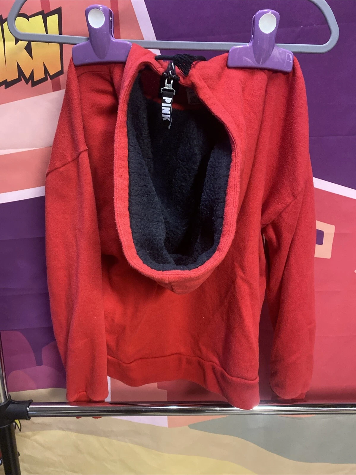 UNDERCOVER Giacca con cappuccio e zip intera Victoria's Secret rossa tutti i giorni nera logo X Small