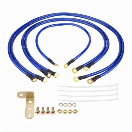 Kit de cable de tierra para automóvil cable de conexión a tierra de carreras 5 puntos rendimiento universal azul - Imagen 11 de 18