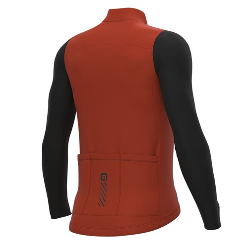 ALE Mens Cycling Jersey - Fondo Solid - Long Sleeve, Rust, Size Small - Picture 2 of 4