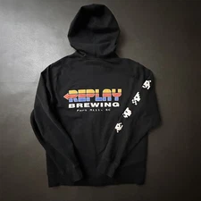 Replay Brewing Hoodie Mens Medium Full Zip Space Invader Arcade Graphic Pullover