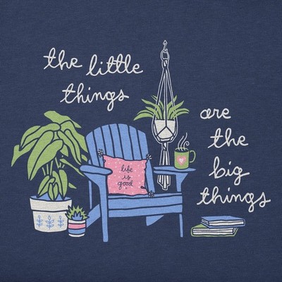 NWT Women's Life is Good Little Things Plants Adirondack Dk Blue SS Crusher Tee