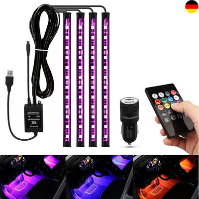 Auto LED Innenbeleuchtung USB Ambientebeleuchtung Autozubehör mit Fernbedienung