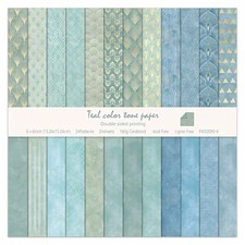 6''x 6'' Blue Geometric Scrapbook Paper Pad- 24 Sheets Double Sided Paper for...