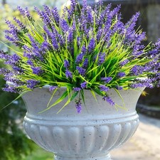 22 Pcs Artificial Outdoor Flowers UV Resistant Lavender Fake Greenery Plants Gra