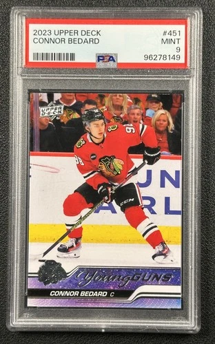 CONNOR BEDARD PSA 9 2023-24 UPPER DECK #451 ROOKIE YOUNG GUNS RC BLACKHAWKS 8149