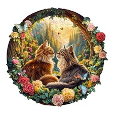 Cats in Love Wooden Jigsaw Puzzle for Adults Medium