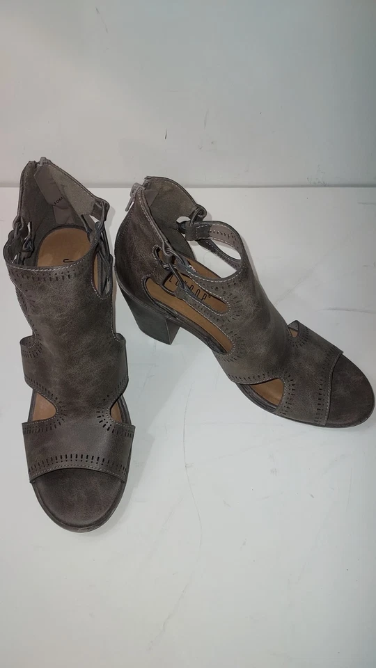 JellyPop "Criscilla" Brown Ankle Strap ZipBack Block HiHeel Sandals WMN's Sz 10M - Image 4 of 4