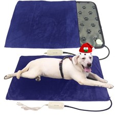 Pet Heating Pad for Large Dogs  Cats - 34"x21" Waterproof Heated Bed with Ch...