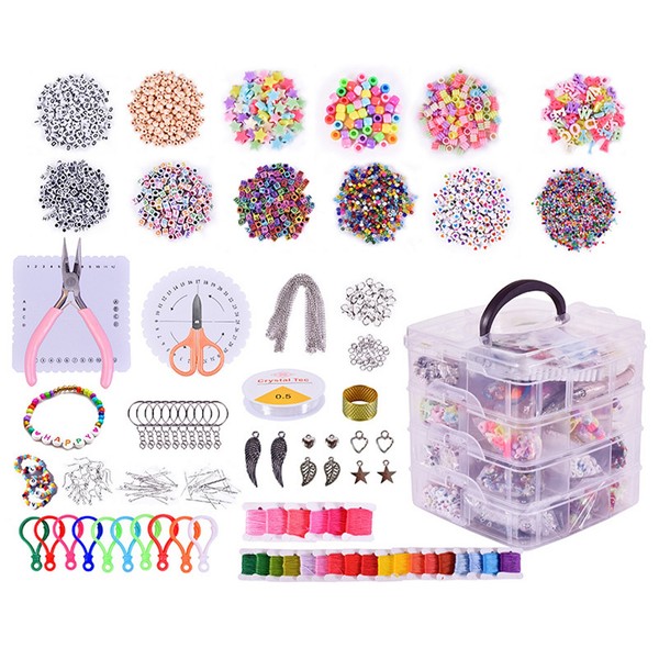 Schmuck Bastelset 5800+ Perlen Diy Koffer Kinder Erwachsene Armband ZubehöR-image