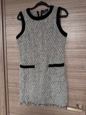SHEIN Women's Tweed Knit Sleeveless Mini Dress Black White Size M US 6 Boucle