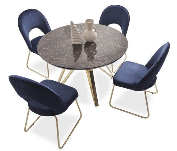 Luxus Esszimmer Set Esstisch 4X StüHle Textil Essgruppe Modern Garnitur Neu-image