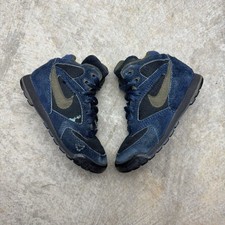 Vintage 1993 Nike Caldera Toddler Hiking Shoes Navy Suede Olive Swoosh Size 9.5C