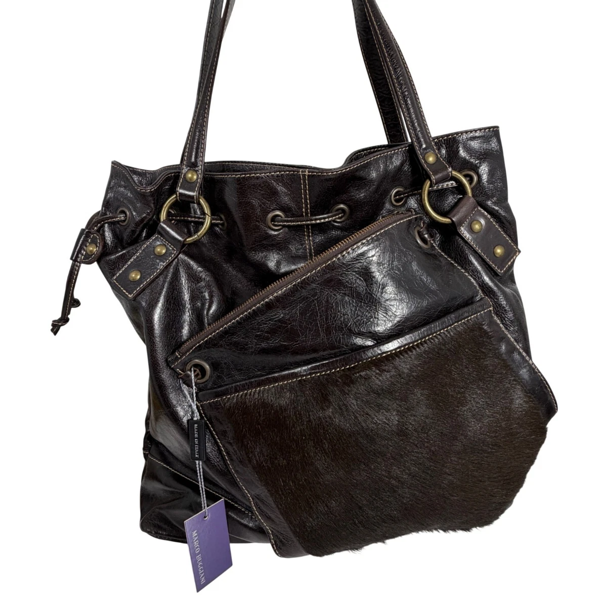 Marco Buggiani Leather Drawstring Bag Vintage Marco Buggiani Italian Leather Bag – Homeland Goods  main image 3