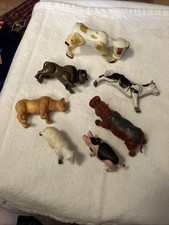 Lot Of 7 Movable Plastic Animals 2 1/2  To 4  Legs/heads Swivel Barnyard/safari