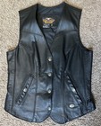Vintage Harley Davidson Leather Vest Womens S Made In The USA Black Biker — photo 1