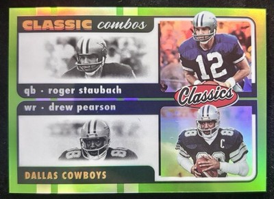 2022 Panini Classics Roger Staubach Drew Pearson Classic Combos Green /15 CC-6