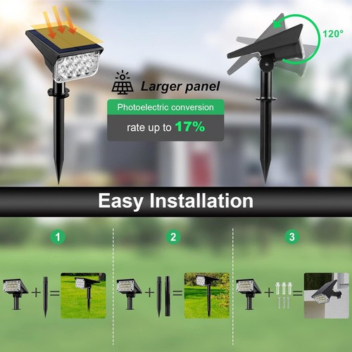 2PACK Solar Spotlights Multicolor LED Outdoor Super Bright Garden Pathway Lights - Foto 4 di 14