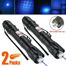 532nm Blue Laser Pointer Pen Visible Beam Light Rechargeable & 5 Caps USA #