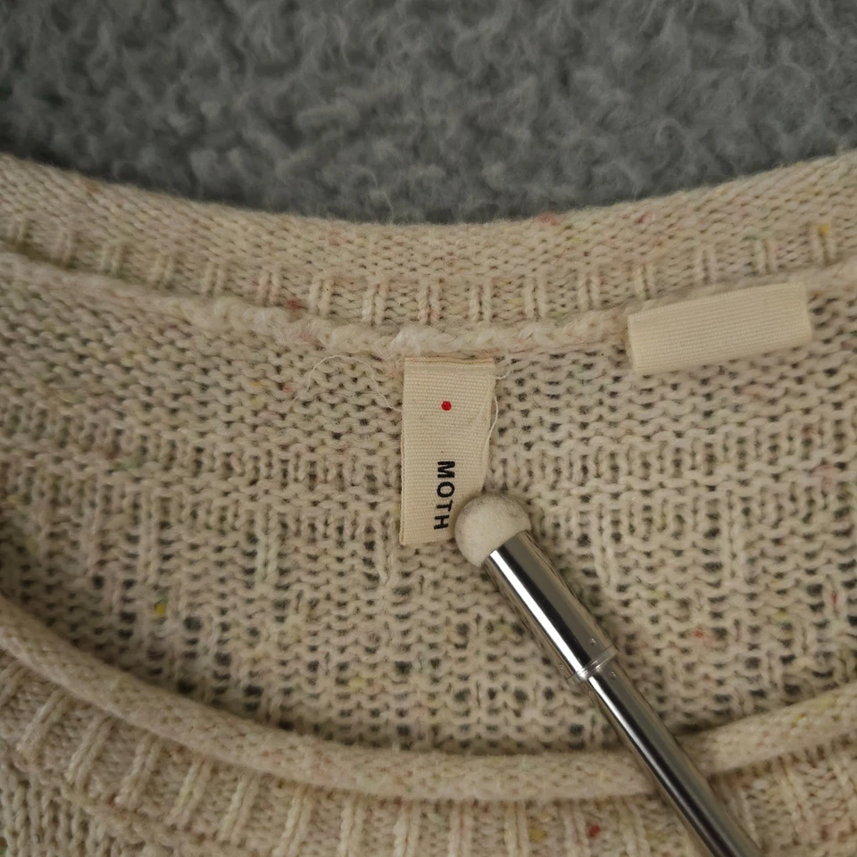 Suéter Anthropologie Moth Mujer Pequeño Beige Donegal Flecos Dobladillo Mezcla Lana Tejido Foto 3 de 4