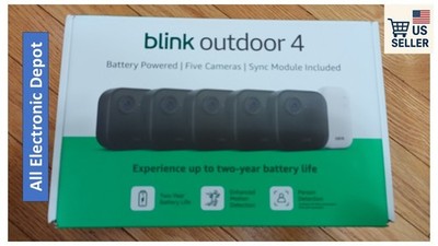 New Blink Outdoor 4 Battery Powered 5 Cameras System w/ Sync Module Sealed