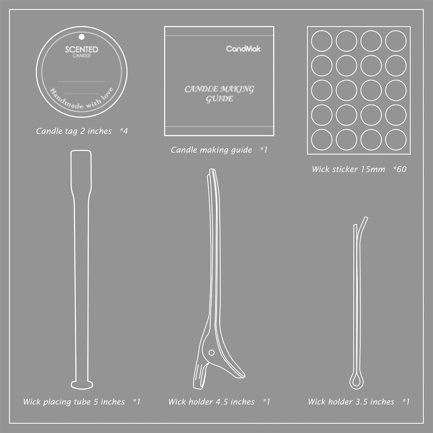 DIY Candle Lovers' Kit: 60 Cotton Wicks & Essential Tools for Custom Candles thumbnail 5