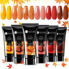 UR SUGAR Fall Winter Gel Extension Nail Set, 6 Colors Maple Pumpkin Burnt Orange