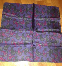 NIP Royal Silk Purple Pink Paisley 100 Silk 16" Pocket Square