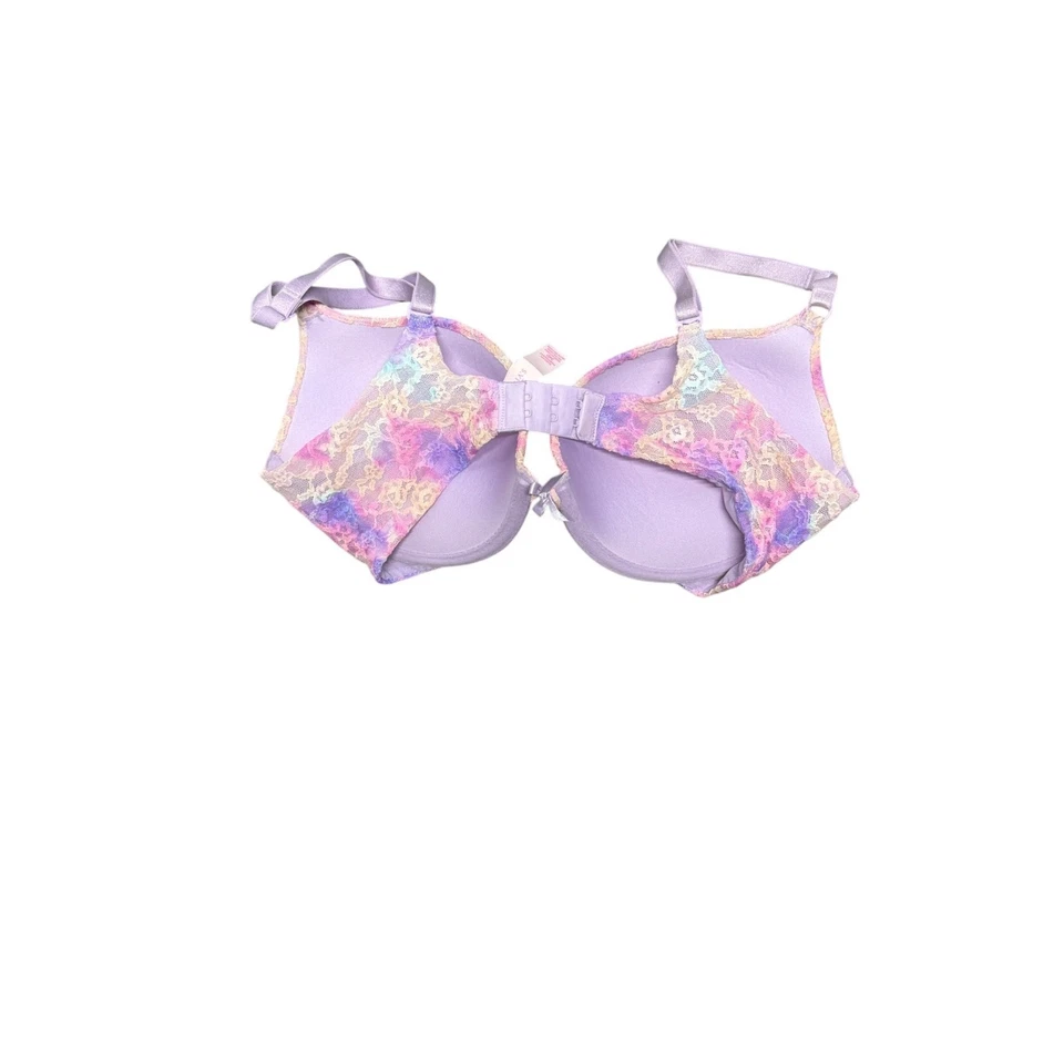 Sujetador Victoria’s Secret 34D Push-Up Rosa Púrpura Tie-Dye Demi para Mujer con Borde de Encaje Foto 3 de 4