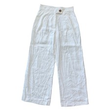 ELIE TAHARI Womens White Linen Blend Wide Leg Pants Size 6 Minimalist Casual