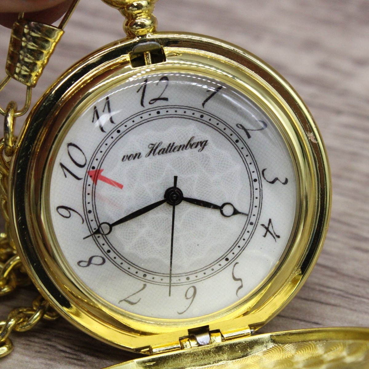 Vintage Von Hattenberg Pocket Watch Mens Gold Tone Stainless Steel