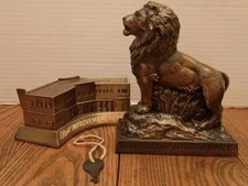 Vintage Harris Bank Improvement Savings Bank Banthrico Bronze Banks WITH KEY