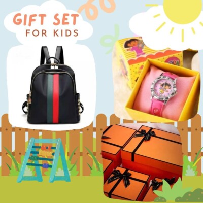 Gift Set for Kids 2 ( Fashion Women's Mini Backpack for Girls + Kids Watch  Pink