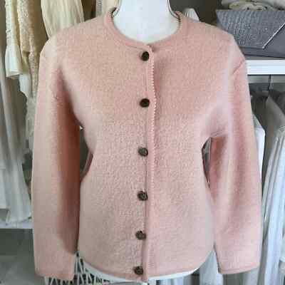 Sag Harbor Petite women's size small 100% wool sweater pink, barbie core  1542