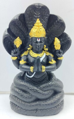 6'' Guru Maharishi Lord Patanjali Yoga Golden Statue Black Composite Stone