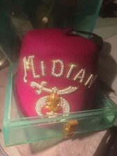 Vintage Midian Shriners Fez Hat/ with Tassel And Protective Box 7 1/8