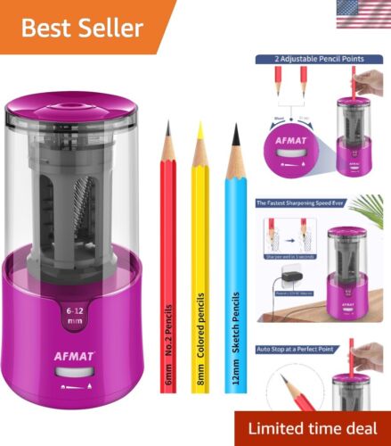 Ultra-Fast Electric Pencil Sharpener for Colored Pencils – Auto Stop & Efficient
