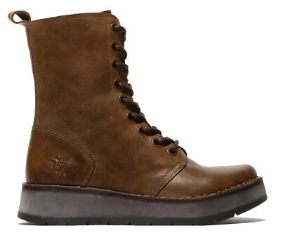 Fly London Femmes Fauve RAMI043 Bottes Décontracté Cuir à Lacet Bottines Taille - Photo 1/4