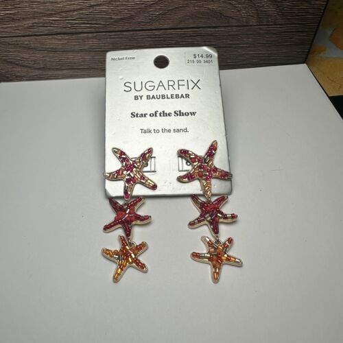 Sugarfix By Baublebar Starfish Pink Orange Gold Tone Dangle Pierced Earrings