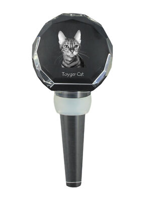 Toyger Cat - Crystal bottle stopper with cat, unique wine stopper with photo, pe