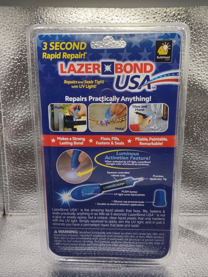 Lazer Bond USA 3 Second Rapid Repair FixUV Light As Seen On TV New And