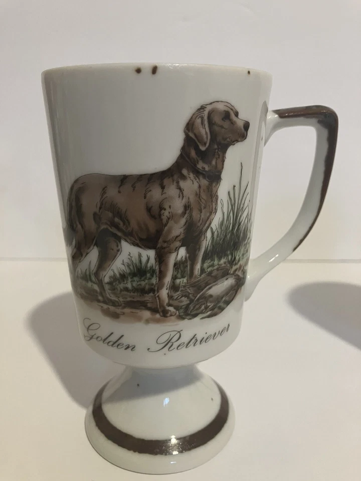 Tazas de pedestal para perros Enesco marrón moteado/blanco, puntero inglés Golden Retriever Foto 3 de 4