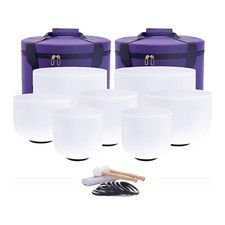 7"-12" 432Hz Set of 7 Pcs Crystal Singing Bowls for Yoga Meditation With 2 Case