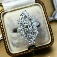 3.50 Ct Round cut CZ Art Deco Style Engagement Ring in 925 Sterling Silver