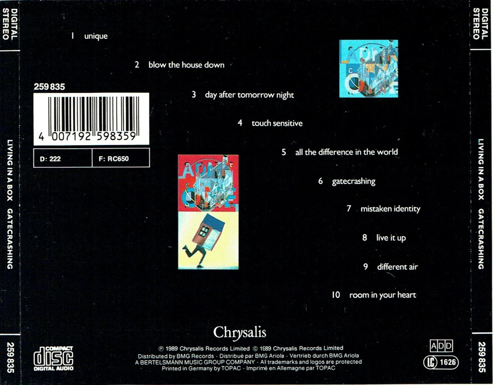 (CD) Living In A Box - Gatecrashing - Blow The House Down, Different Air, u.a. - Bild 2 von 2