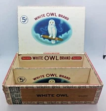 Vintage WHITE OWL BRAND 5 Cents Cigar Box from GENERAL CIGAR CO.